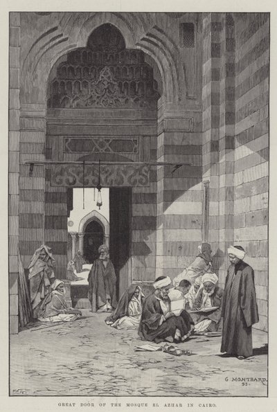 Große Tür der Moschee El Azhar in Kairo von Charles Auguste Loye